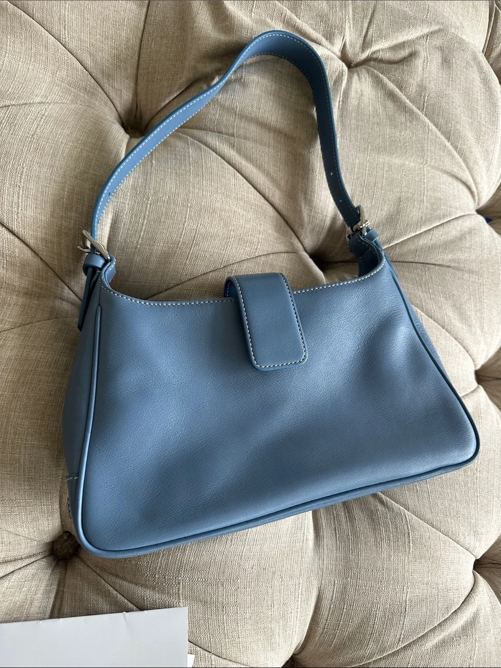 COACH Blue Leather Shoulder Bag with Silver Hardware